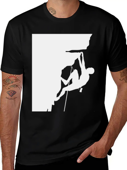 Athletic Man Climbing Mountain Rock Basic Graphic T-Shirt – Daily Comfort In Soft Cotton