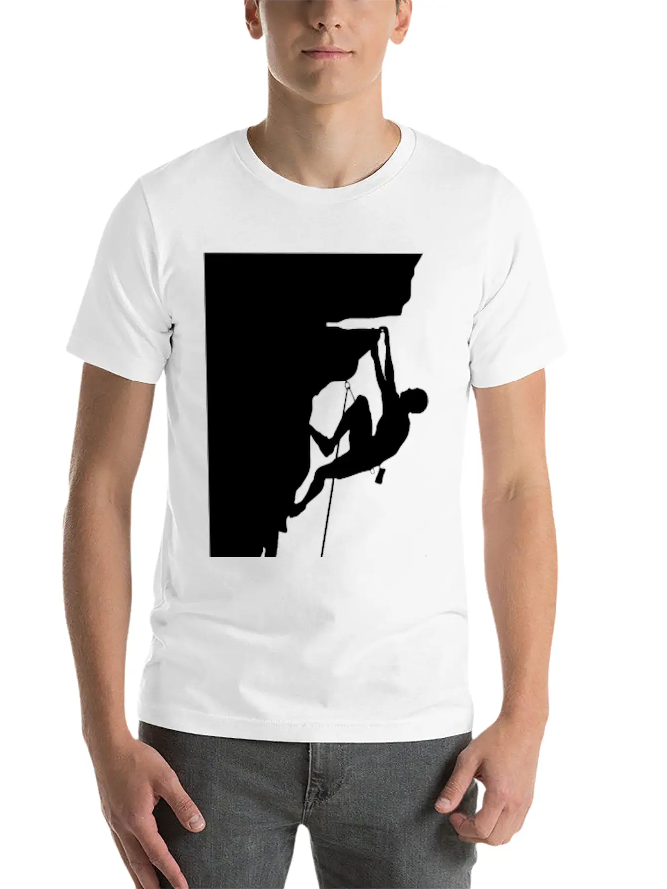 Athletic Man Climbing Mountain Rock Basic Graphic T-Shirt – Daily Comfort In Soft Cotton