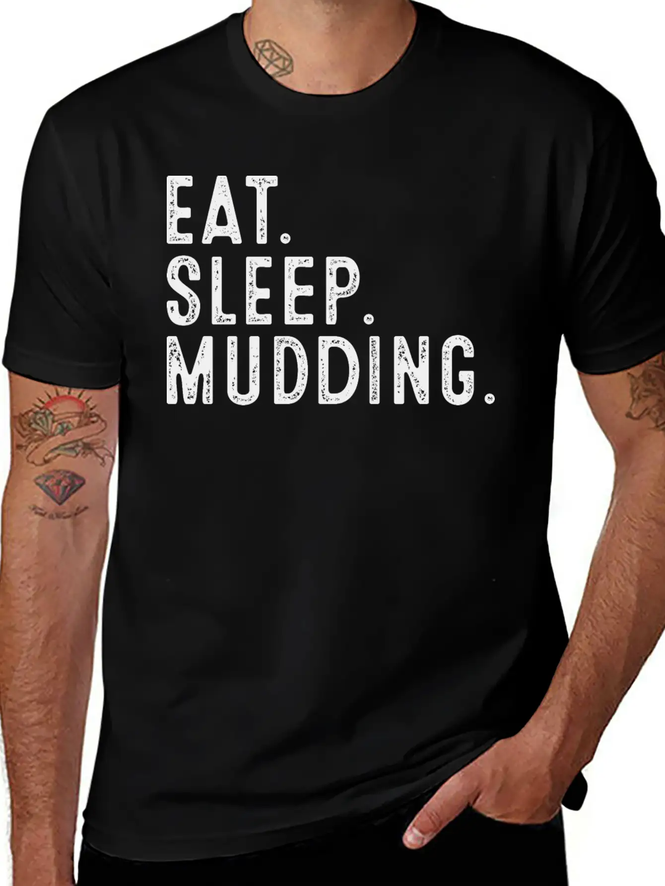 Atv Riding Eat Sleep Mudding T-Shirts Lightweight Cotton T-Shirt – Daily Comfort Graphic Shirt