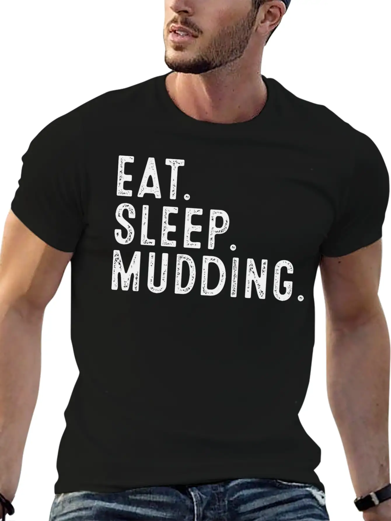 Atv Riding Eat Sleep Mudding T-Shirts Lightweight Cotton T-Shirt – Daily Comfort Graphic Shirt