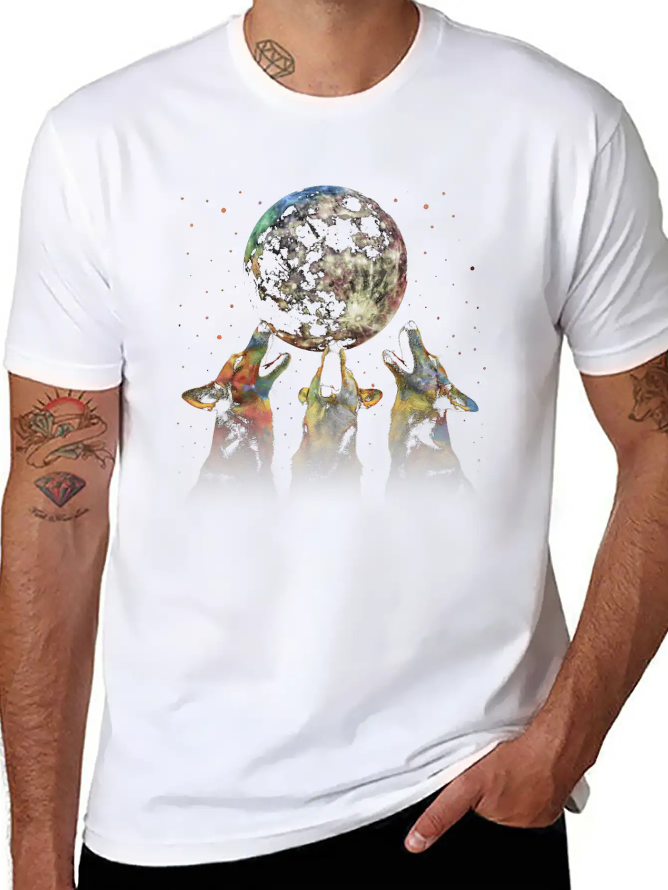 Australian Cattle Dog Dog Howling Moon Essential Cotton Tee For Daily Outfits – Unisex Style