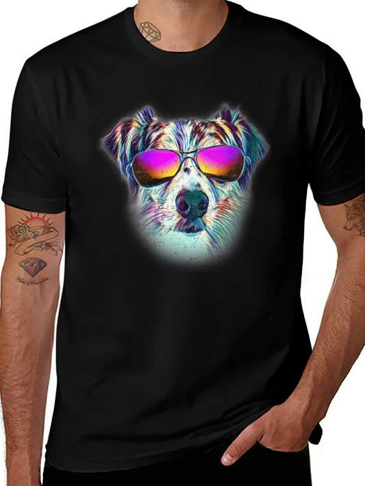 Australian Shepherd Colorful Neon Dog Sunglasses Unisex Casual T-Shirt ��� Clean Design For Daily Comfort