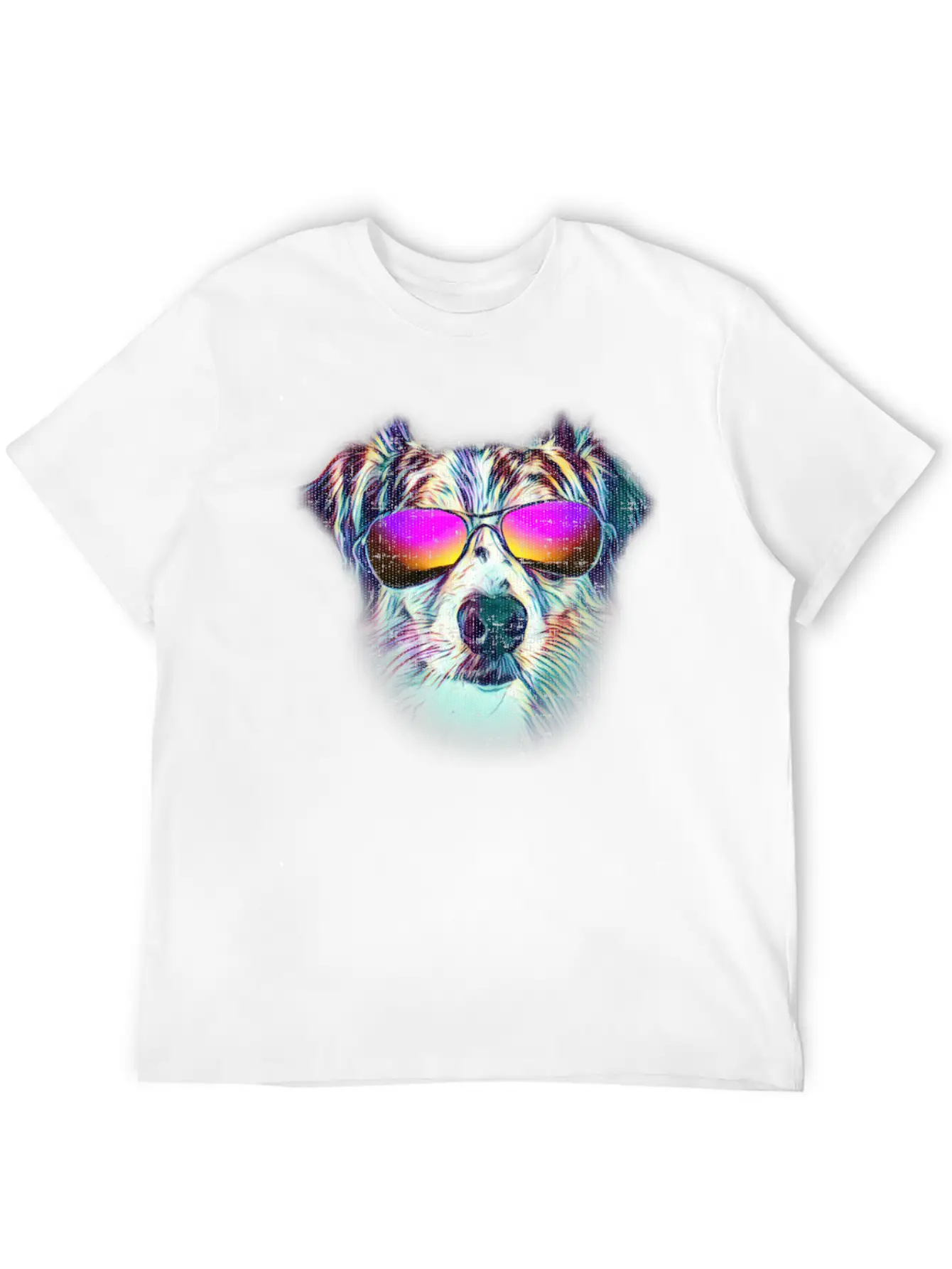 Australian Shepherd Colorful Neon Dog Sunglasses Unisex Casual T-Shirt ��� Clean Design For Daily Comfort