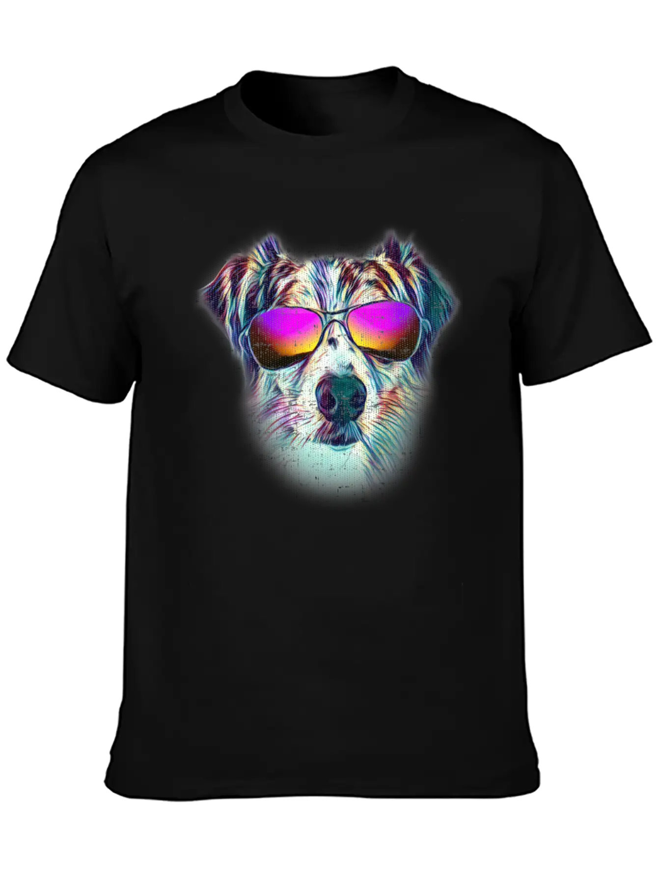 Australian Shepherd Colorful Neon Dog Sunglasses Unisex Casual T-Shirt ��� Clean Design For Daily Comfort