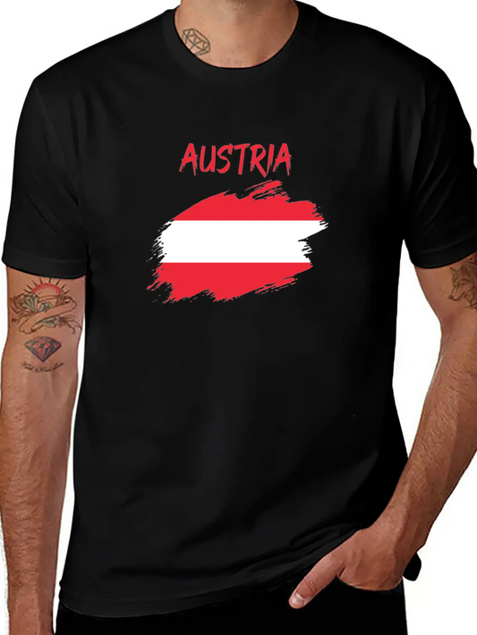 Austria Flag Banner Austrian Modern Fit Casual T-Shirt ��� Clean And Versatile Design