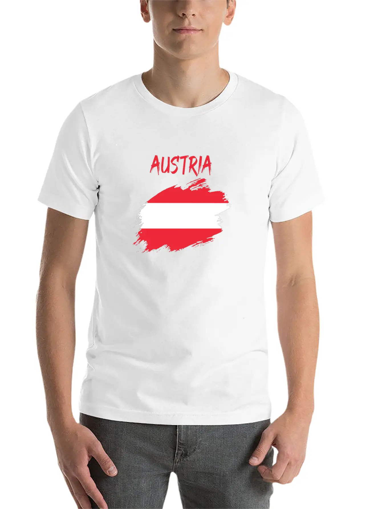 Austria Flag Banner Austrian Modern Fit Casual T-Shirt ��� Clean And Versatile Design