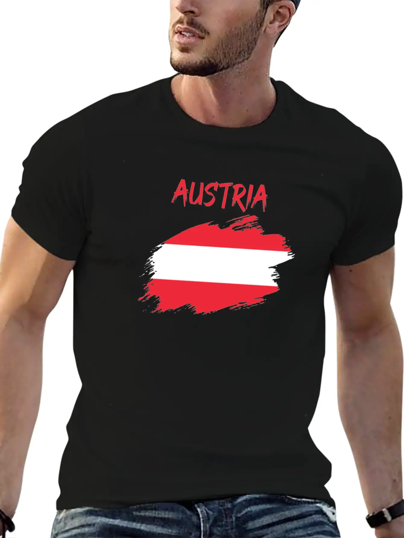 Austria Flag Banner Austrian Modern Fit Casual T-Shirt ��� Clean And Versatile Design