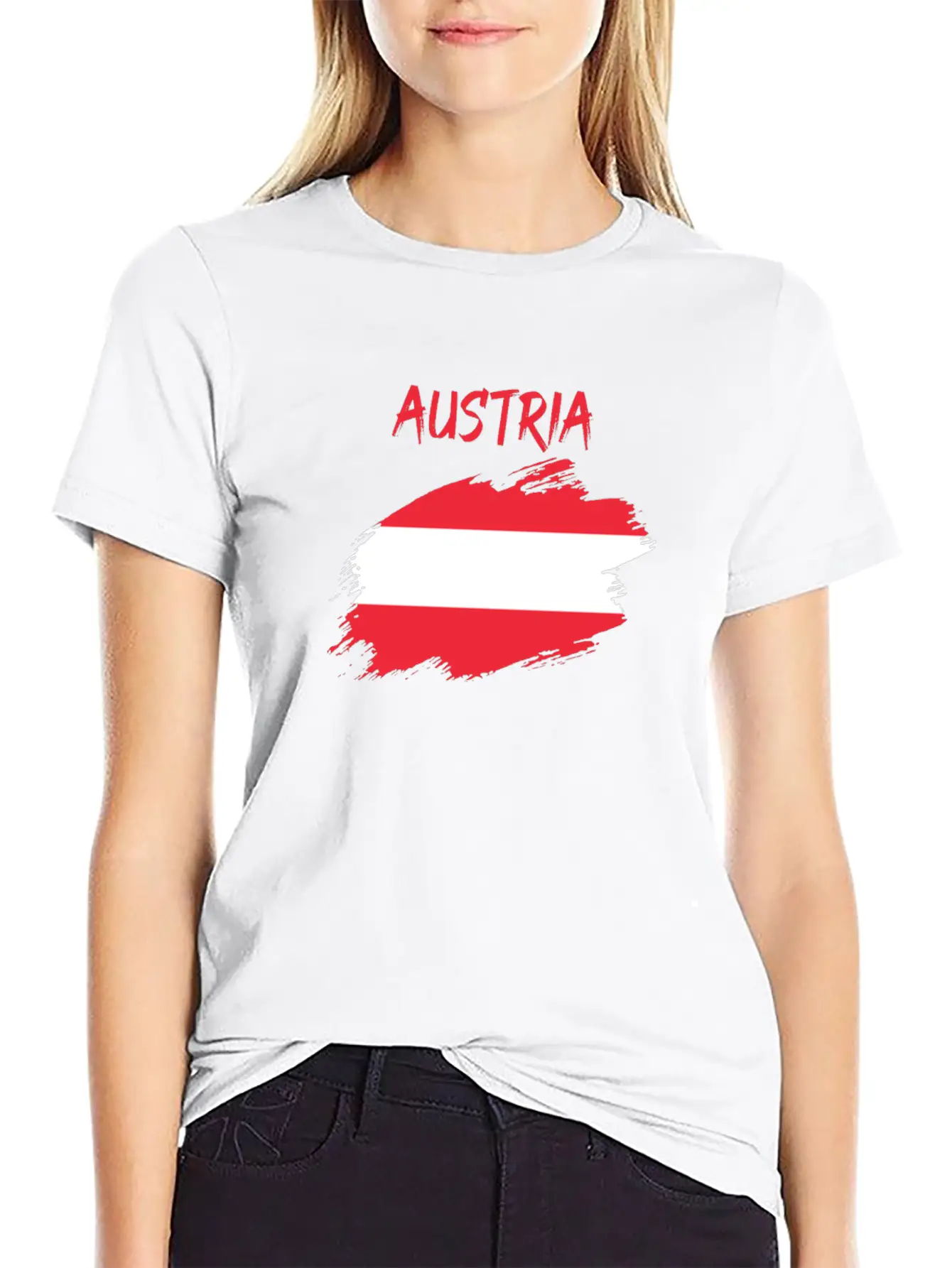 Austria Flag Banner Austrian Modern Fit Casual T-Shirt ��� Clean And Versatile Design