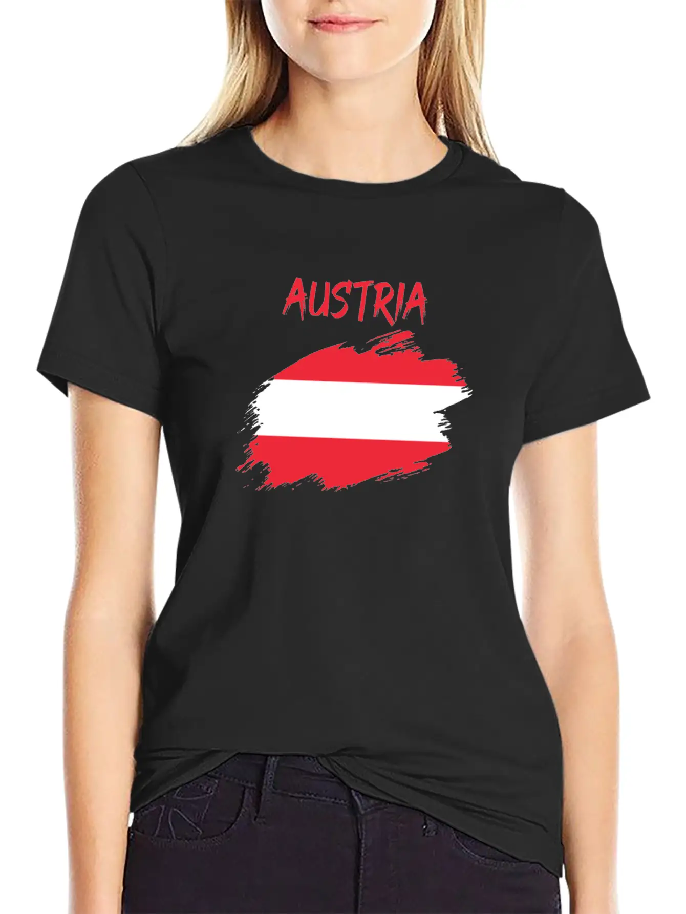 Austria Flag Banner Austrian Modern Fit Casual T-Shirt ��� Clean And Versatile Design