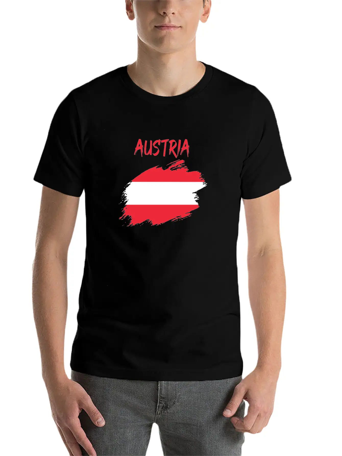 Austria Flag Banner Austrian Modern Fit Casual T-Shirt ��� Clean And Versatile Design