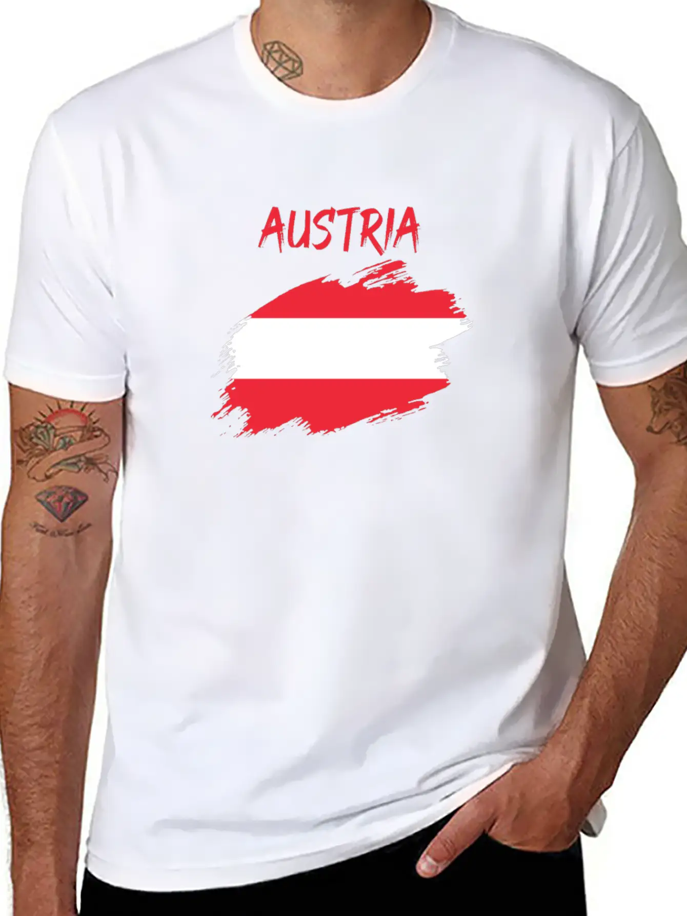 Austria Flag Banner Austrian Modern Fit Casual T-Shirt ��� Clean And Versatile Design