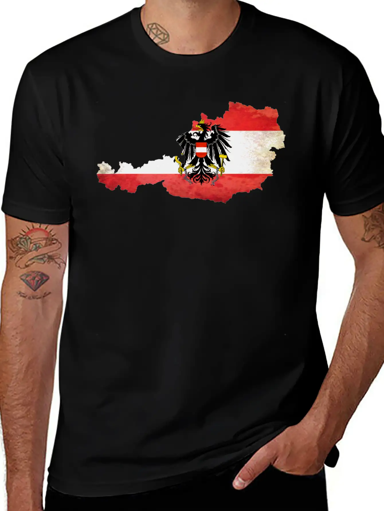 Austria Flag Map Modern Fit Casual T-Shirt – Clean And Versatile Design