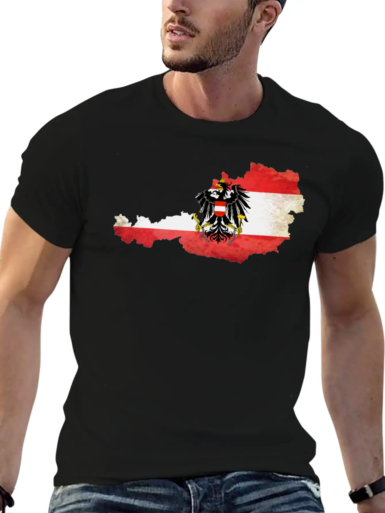 Austria Flag Map Modern Fit Casual T-Shirt – Clean And Versatile Design