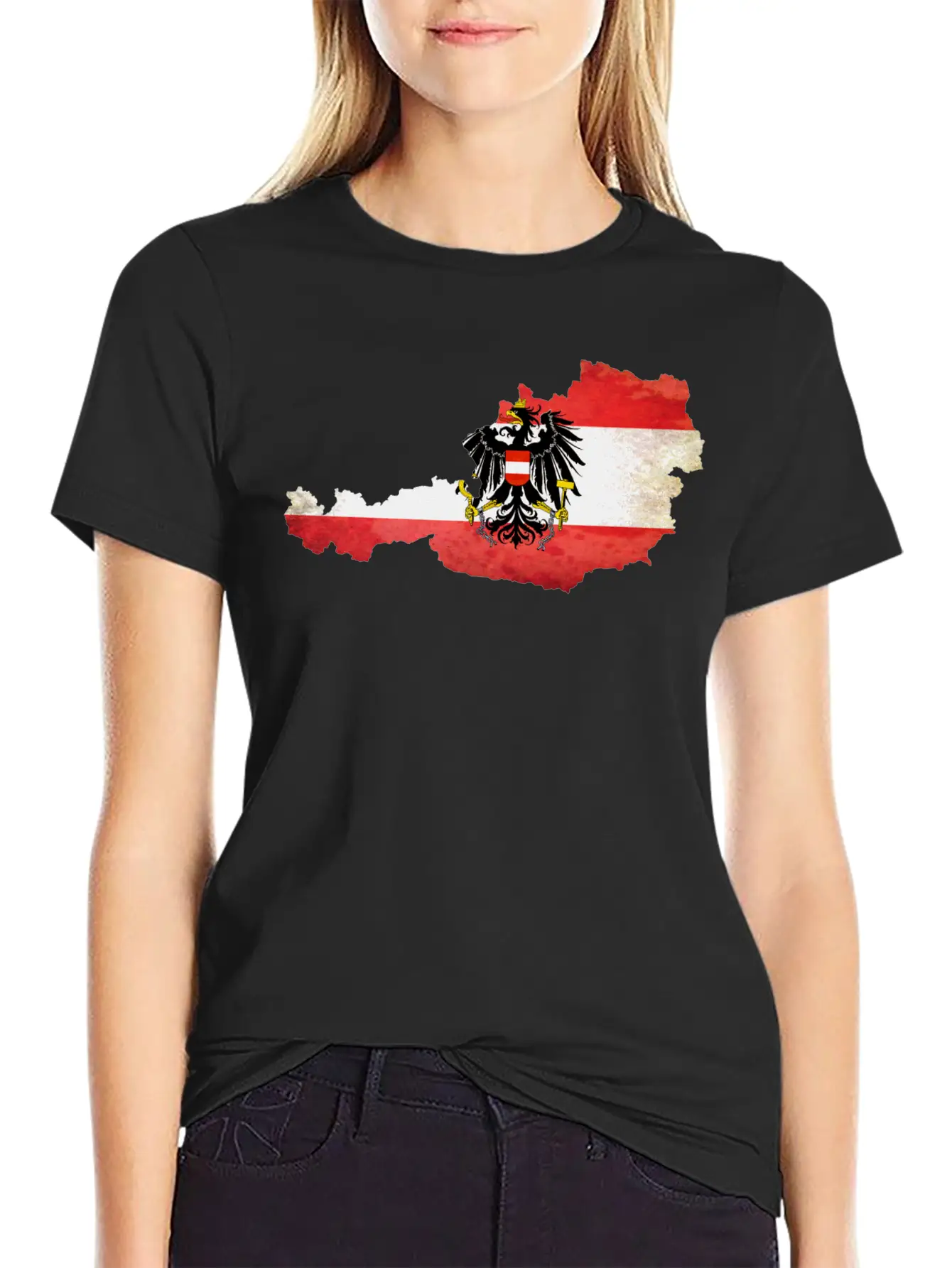 Austria Flag Map Modern Fit Casual T-Shirt – Clean And Versatile Design