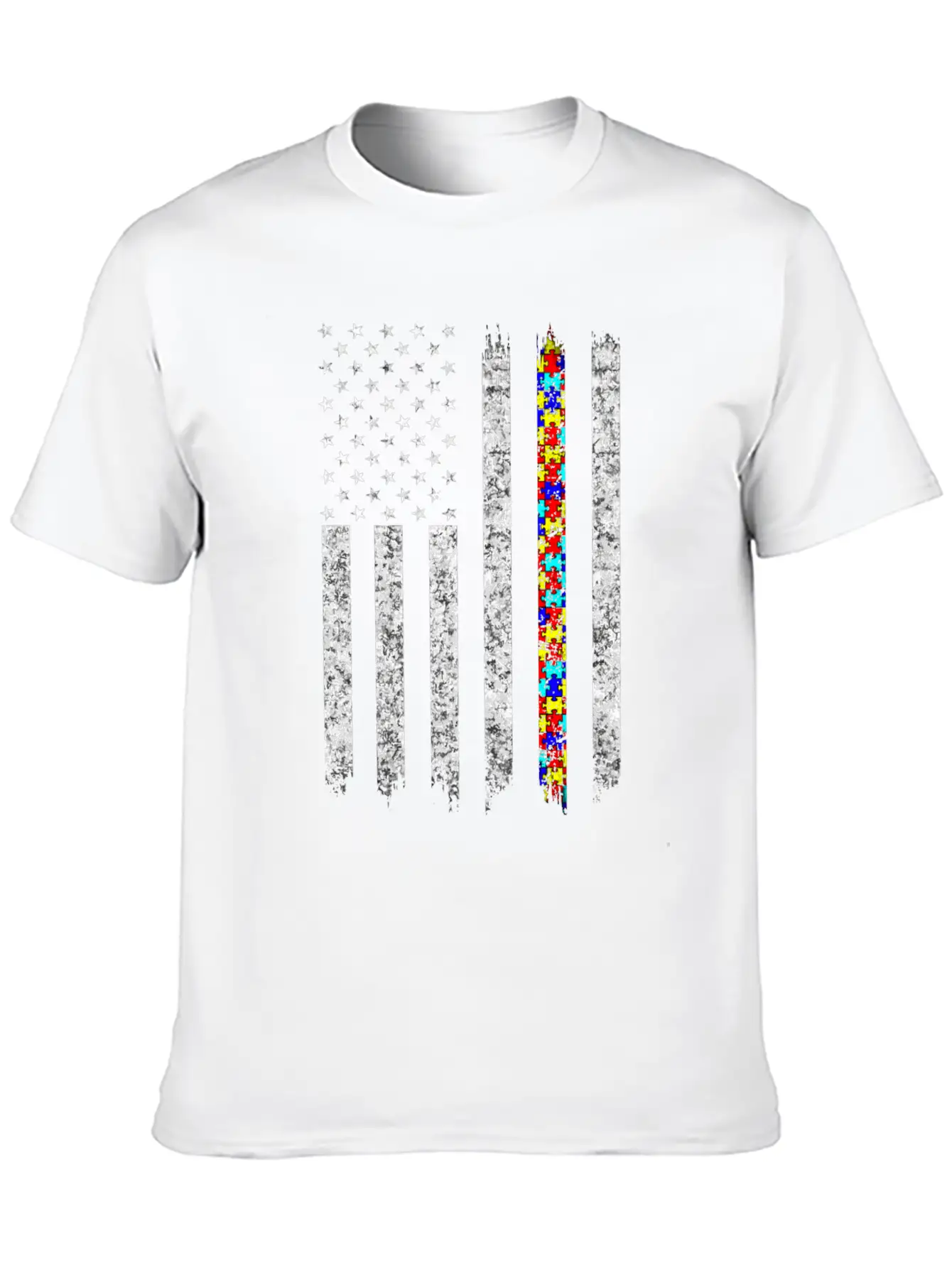 Autism Awareness American Flag Basic Graphic T-Shirt – Daily Comfort In Soft Cotton
