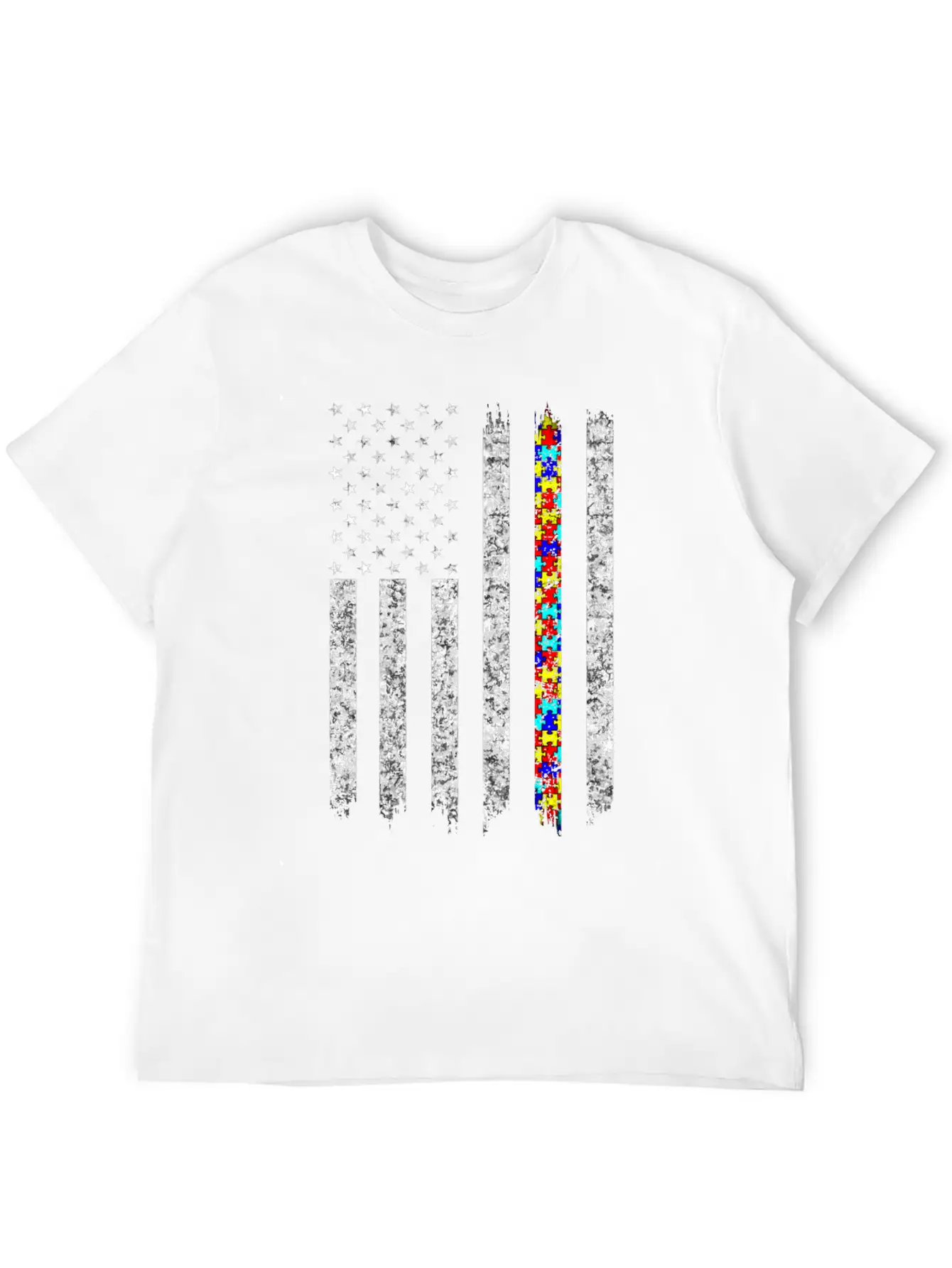 Autism Awareness American Flag Basic Graphic T-Shirt – Daily Comfort In Soft Cotton
