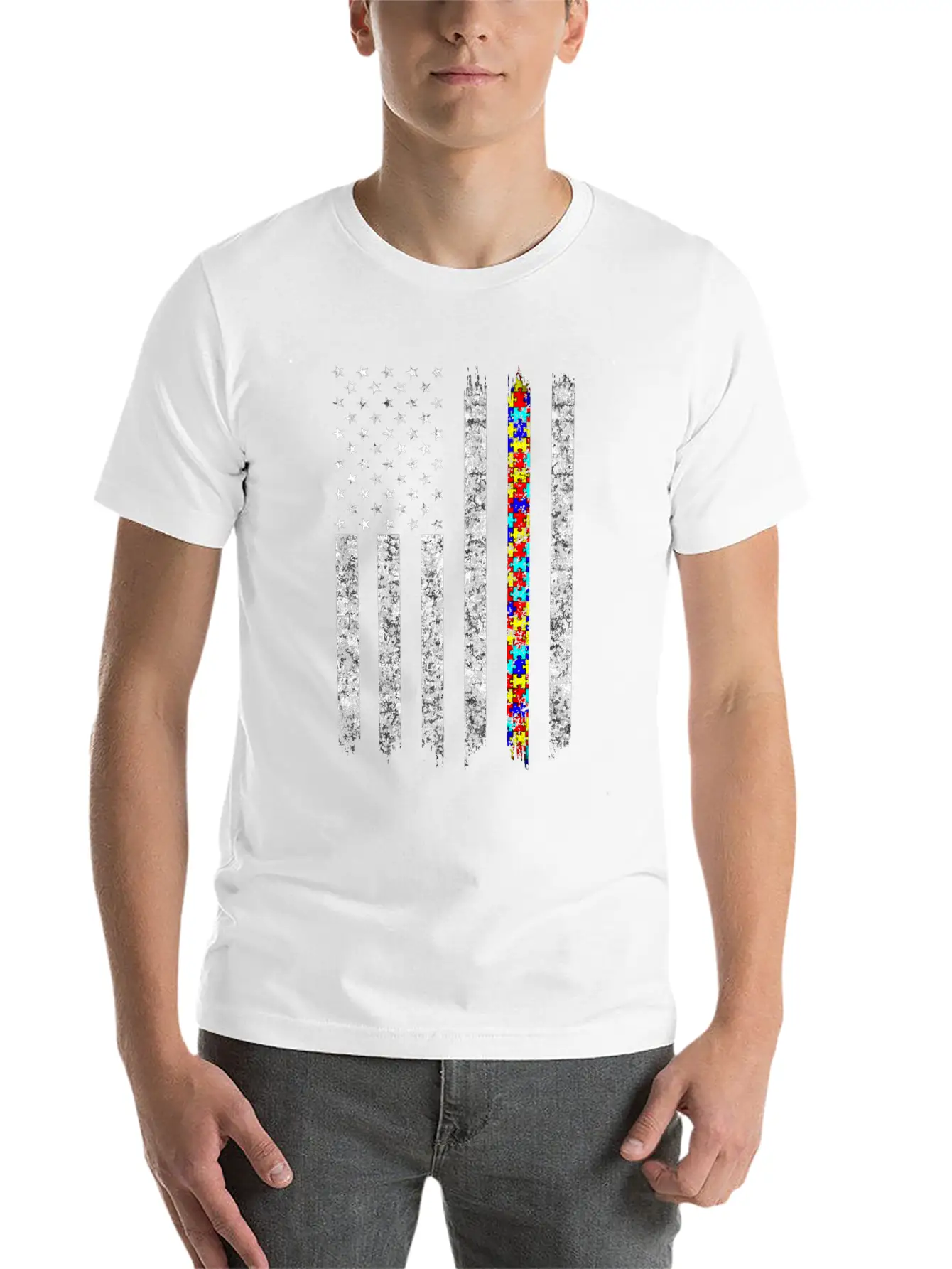 Autism Awareness American Flag Basic Graphic T-Shirt – Daily Comfort In Soft Cotton