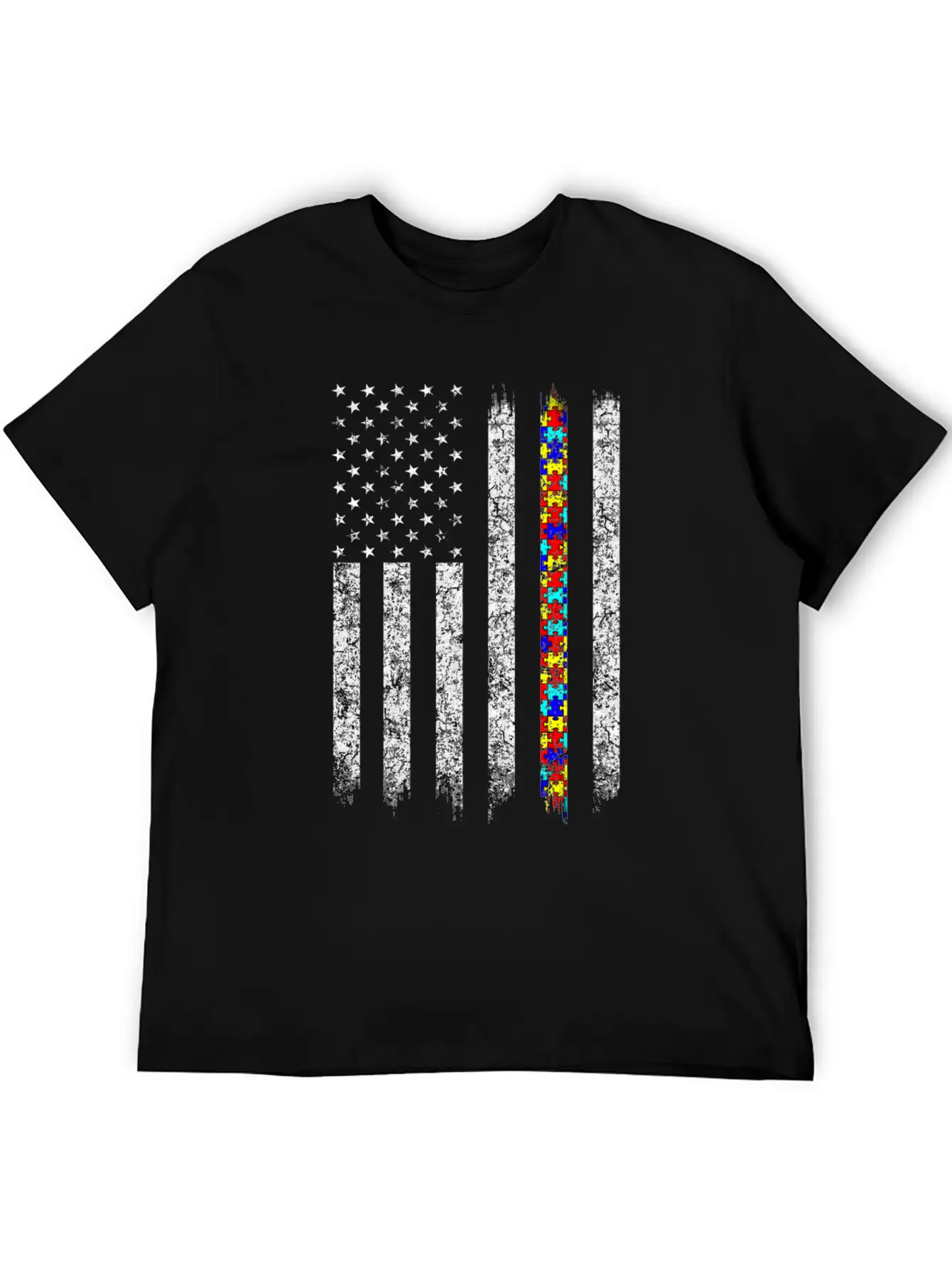 Autism Awareness American Flag Basic Graphic T-Shirt – Daily Comfort In Soft Cotton