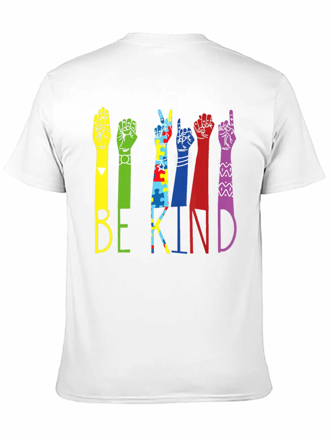 Autism Awareness Be Kind Sign Language Hand Basic Graphic T-Shirt – Daily Comfort In Soft Cotton