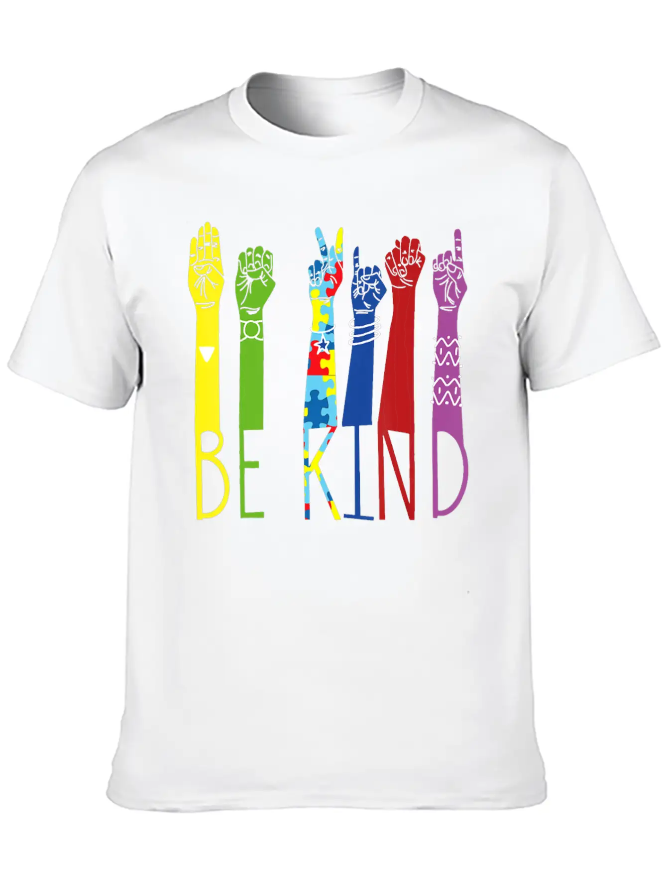 Autism Awareness Be Kind Sign Language Hand Basic Graphic T-Shirt – Daily Comfort In Soft Cotton