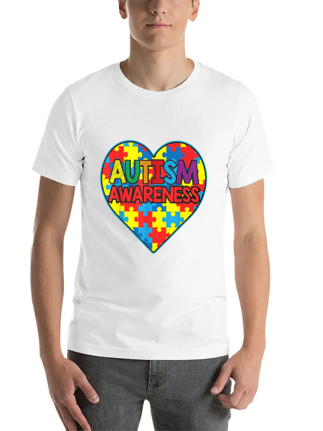 Autism Awareness Lightweight Cotton T-Shirt – Daily Comfort Graphic Shirt