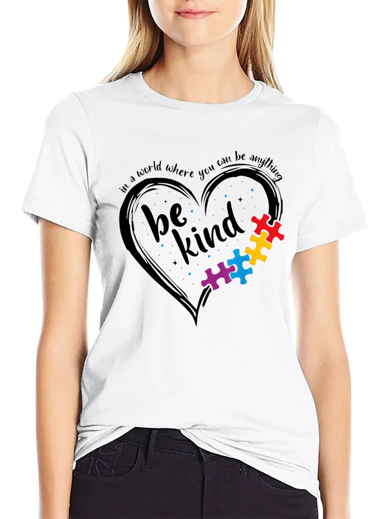 Autism Be Kind Women Blue Be Kind Autism Awareness Modern Fit Casual T-Shirt ��� Clean And Versatile Design