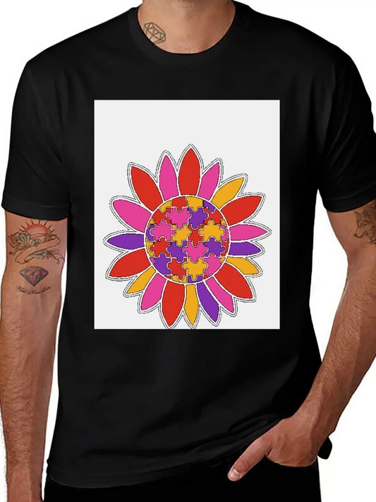 Autism Flower Puzzle Down Syndrome Trisomie 21 ASD Soft Cotton Short Sleeve Tee – Unisex Wardrobe Staple