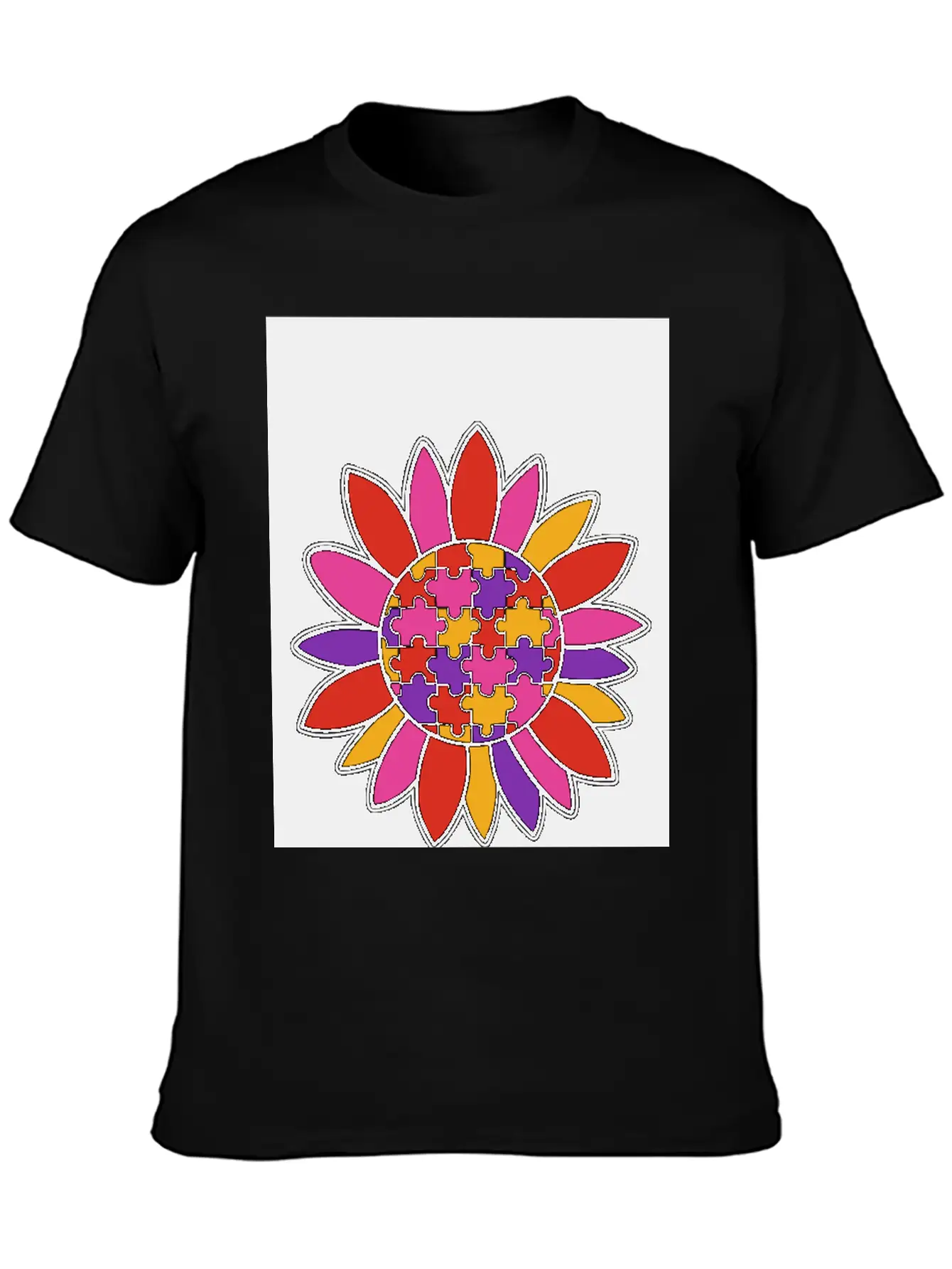 Autism Flower Puzzle Down Syndrome Trisomie 21 ASD Soft Cotton Short Sleeve Tee – Unisex Wardrobe Staple