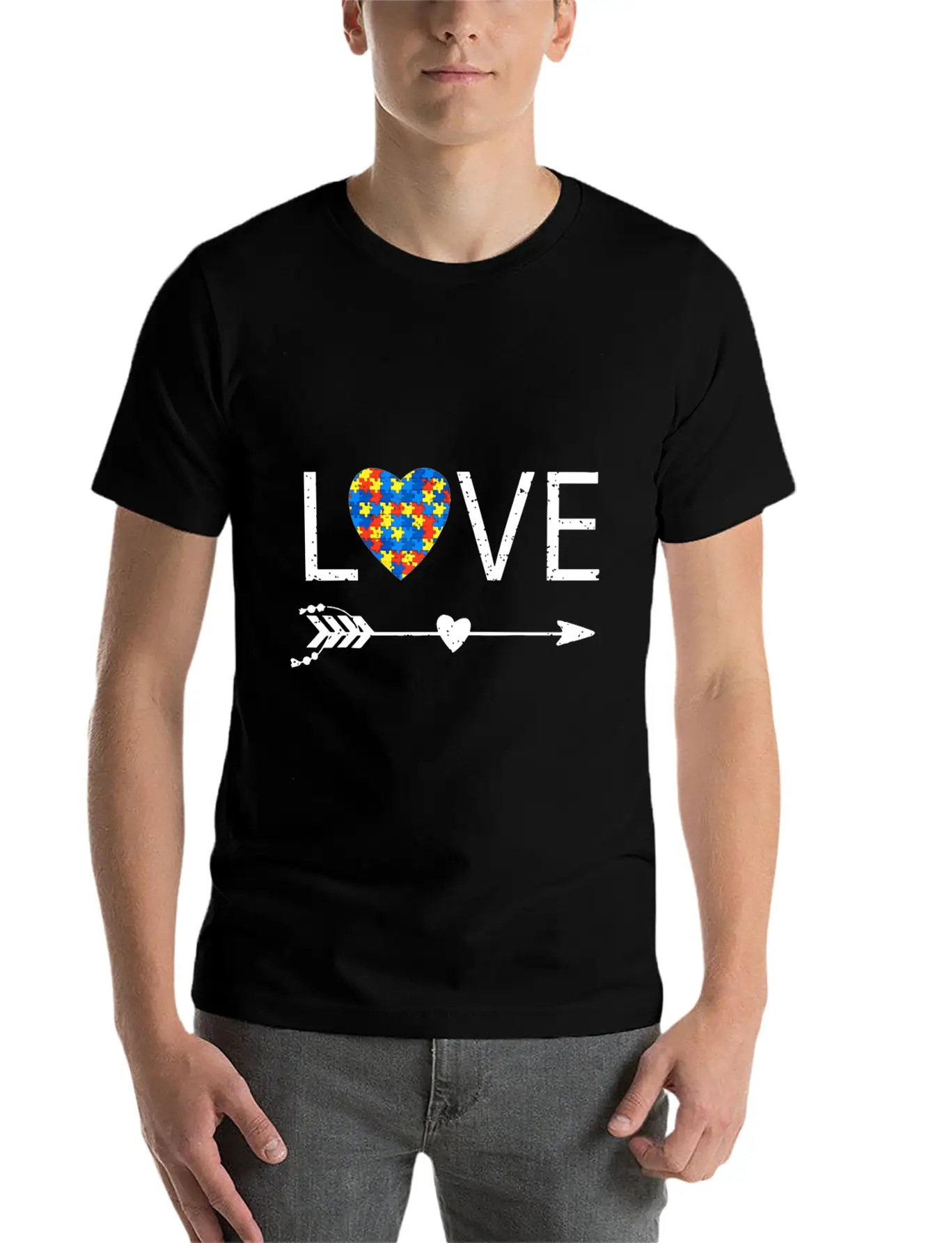 Autism Love Heart Valentines Day Autism Unisex Casual T-Shirt ��� Clean Design For Daily Comfort