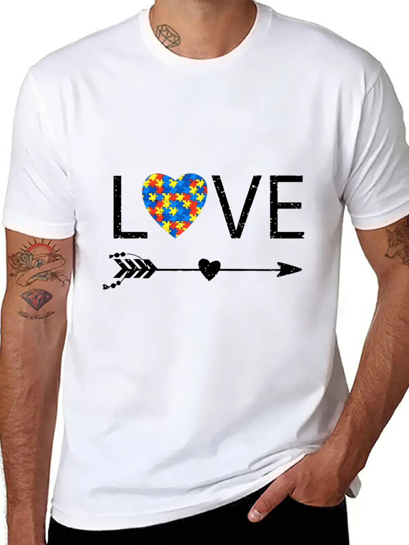 Autism Love Heart Valentines Day Autism Unisex Casual T-Shirt ��� Clean Design For Daily Comfort