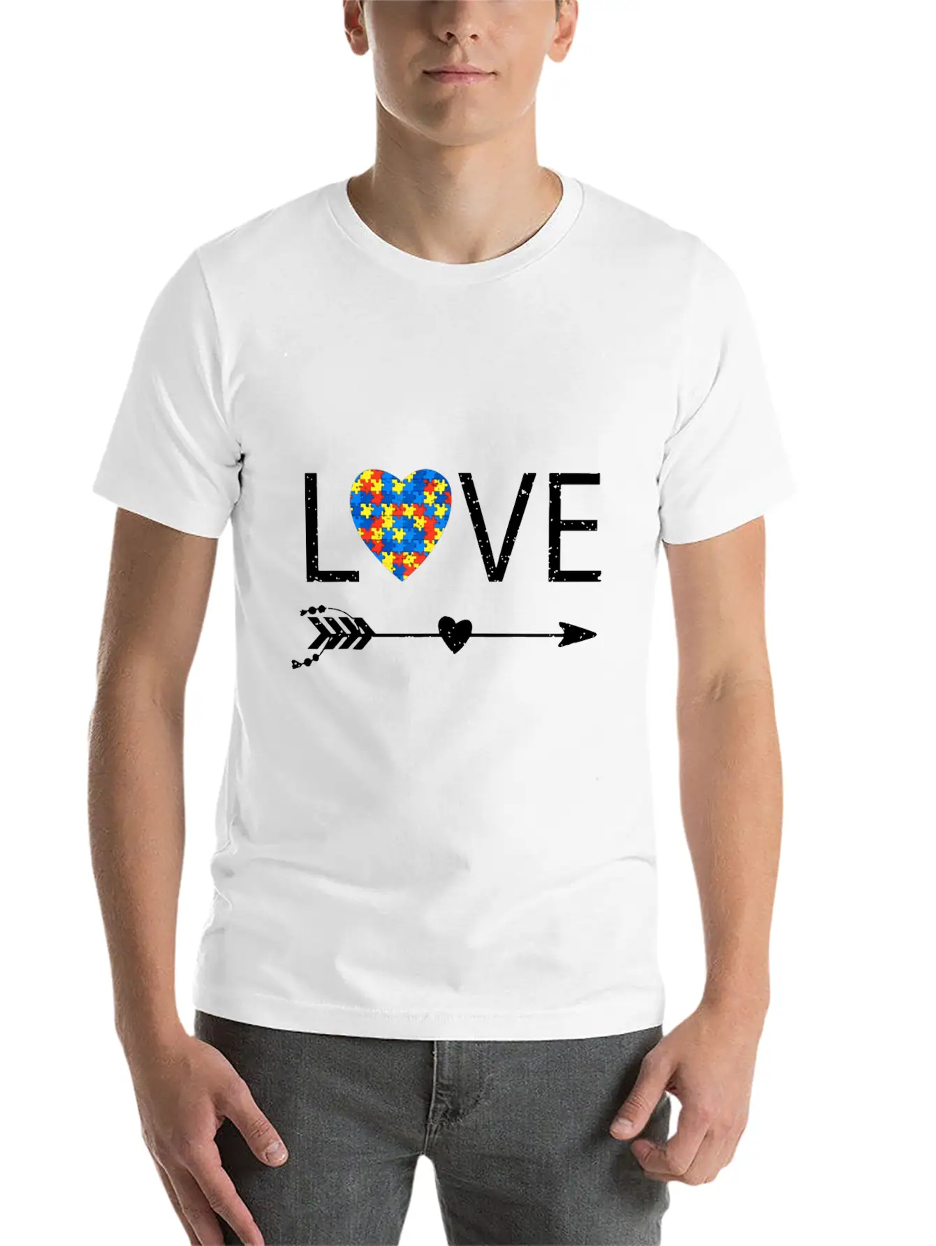 Autism Love Heart Valentines Day Autism Unisex Casual T-Shirt ��� Clean Design For Daily Comfort