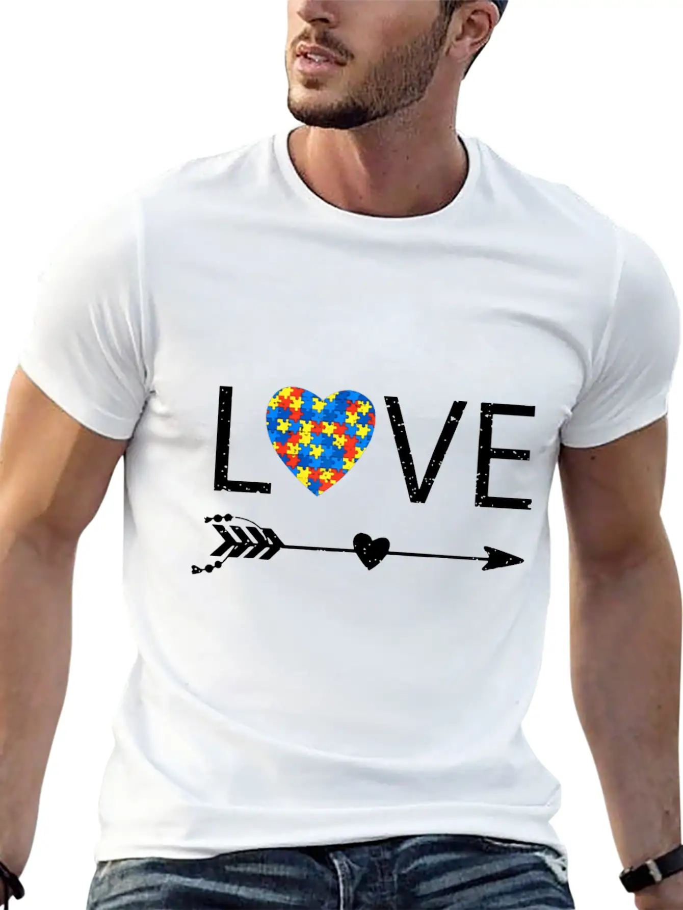 Autism Love Heart Valentines Day Autism Unisex Casual T-Shirt ��� Clean Design For Daily Comfort