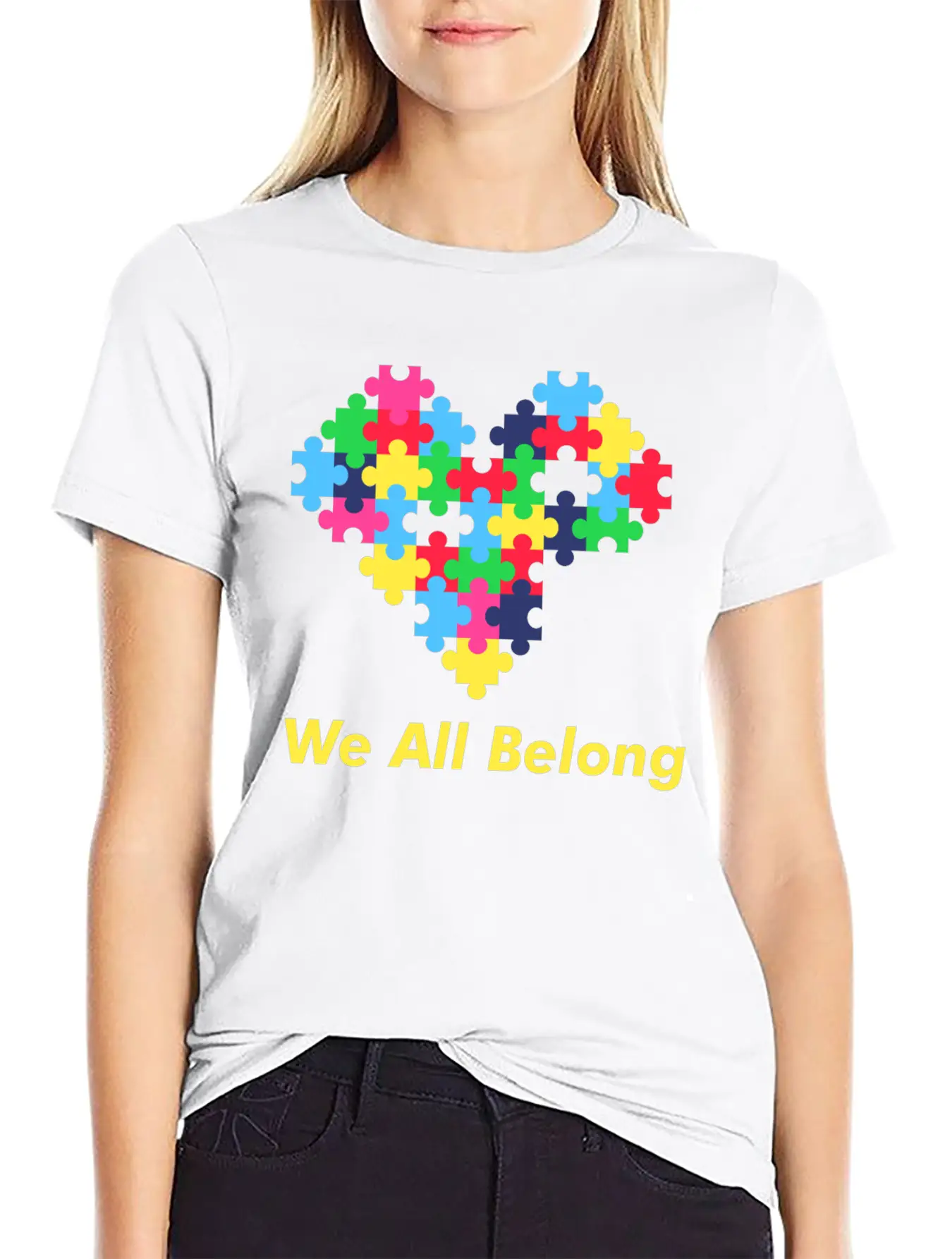 Autism Puzzle Heart Modern Fit Casual T-Shirt ��� Clean And Versatile Design