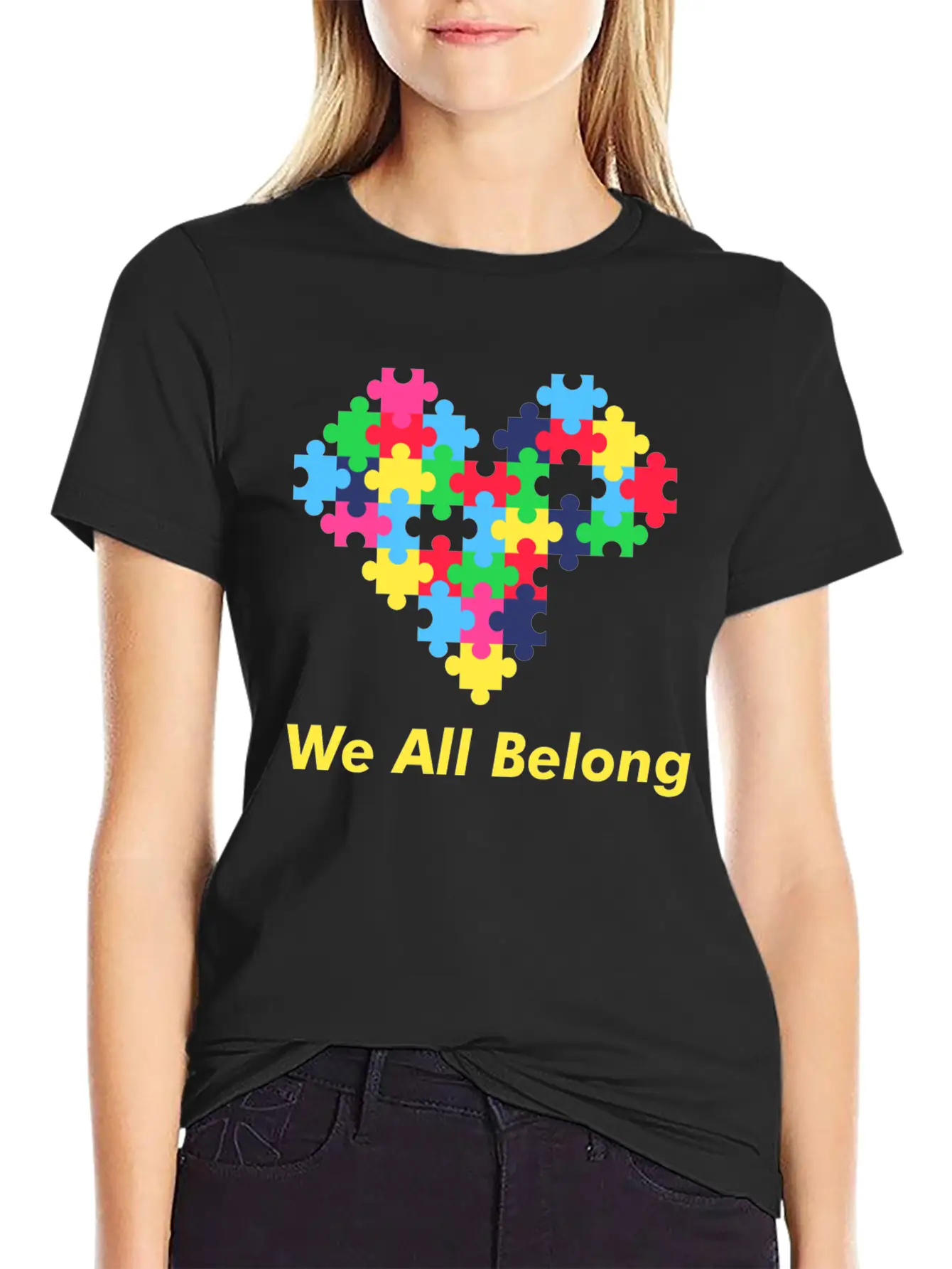 Autism Puzzle Heart Modern Fit Casual T-Shirt ��� Clean And Versatile Design