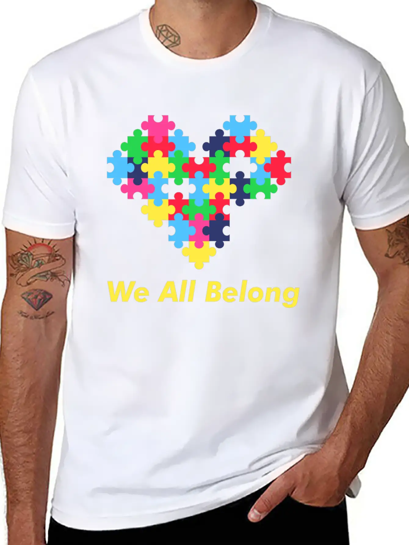 Autism Puzzle Heart Modern Fit Casual T-Shirt ��� Clean And Versatile Design
