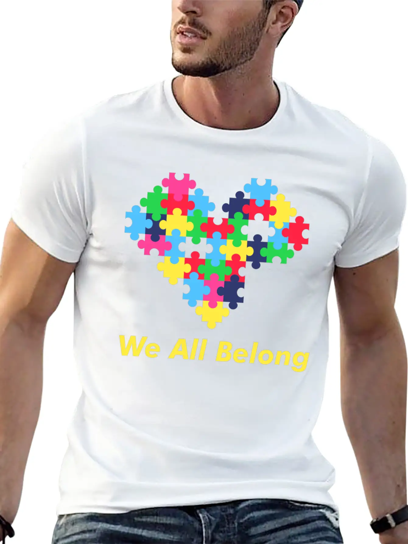 Autism Puzzle Heart Modern Fit Casual T-Shirt ��� Clean And Versatile Design