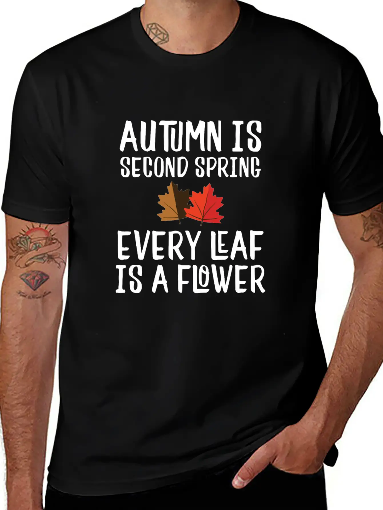 Autumn Is Second Spring, Every Leaf Is A Flower Lightweight Cotton T-Shirt – Daily Comfort Graphic Shirt