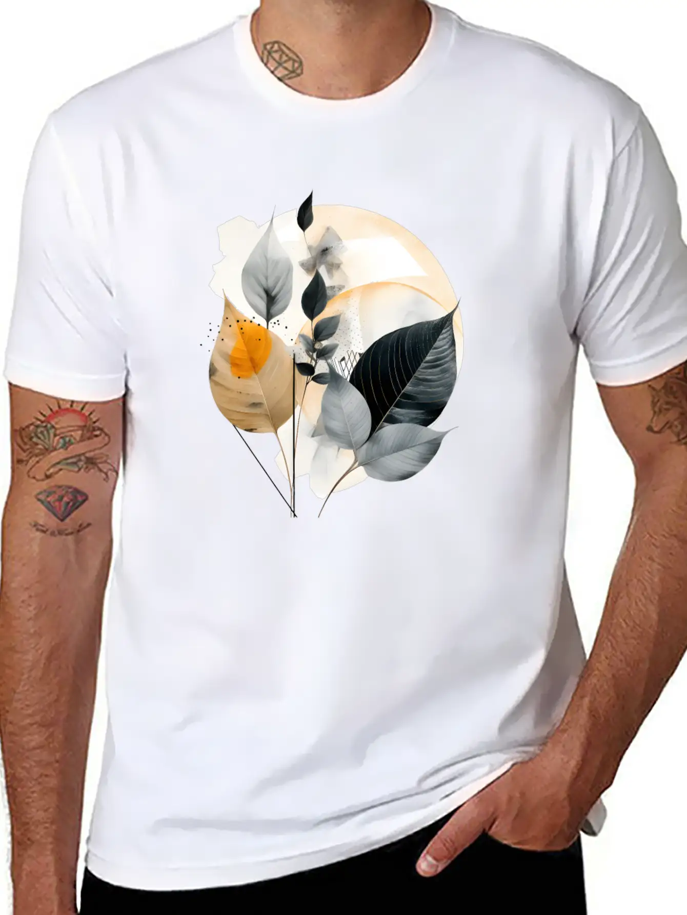 Autumn Leaves Modern Artwork Basic Graphic T-Shirt – Daily Comfort In Soft Cotton