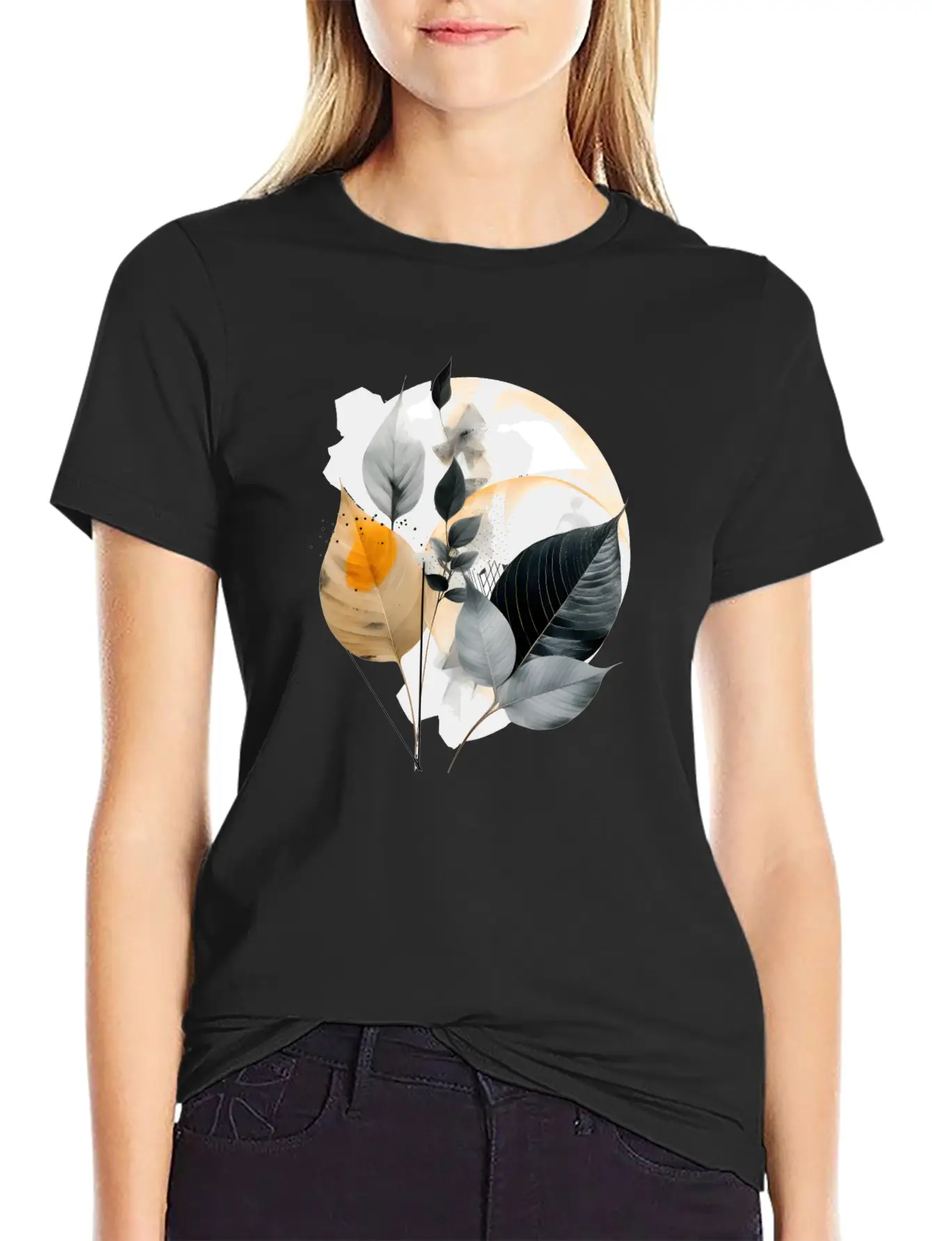 Autumn Leaves Modern Artwork Basic Graphic T-Shirt – Daily Comfort In Soft Cotton