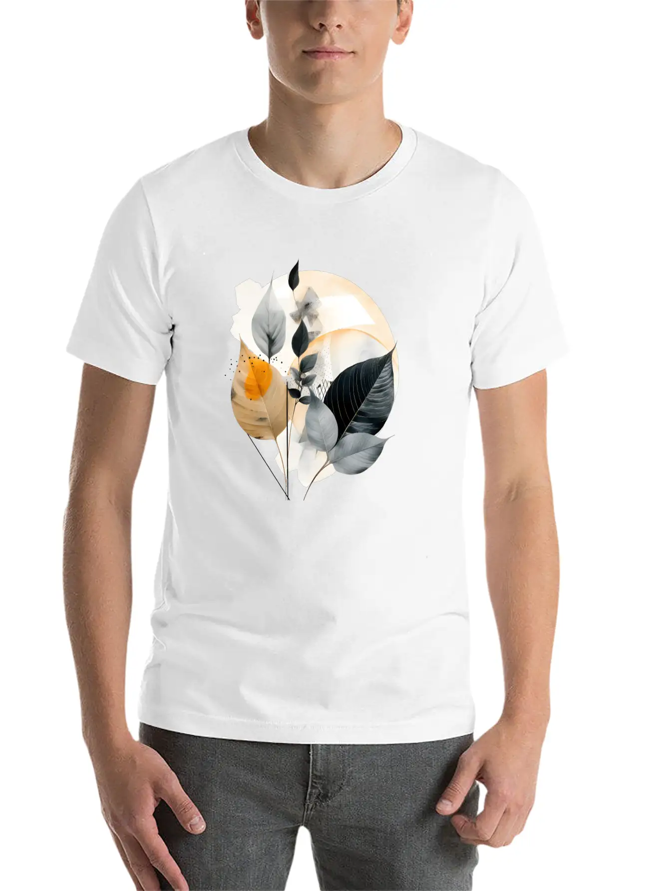 Autumn Leaves Modern Artwork Basic Graphic T-Shirt – Daily Comfort In Soft Cotton