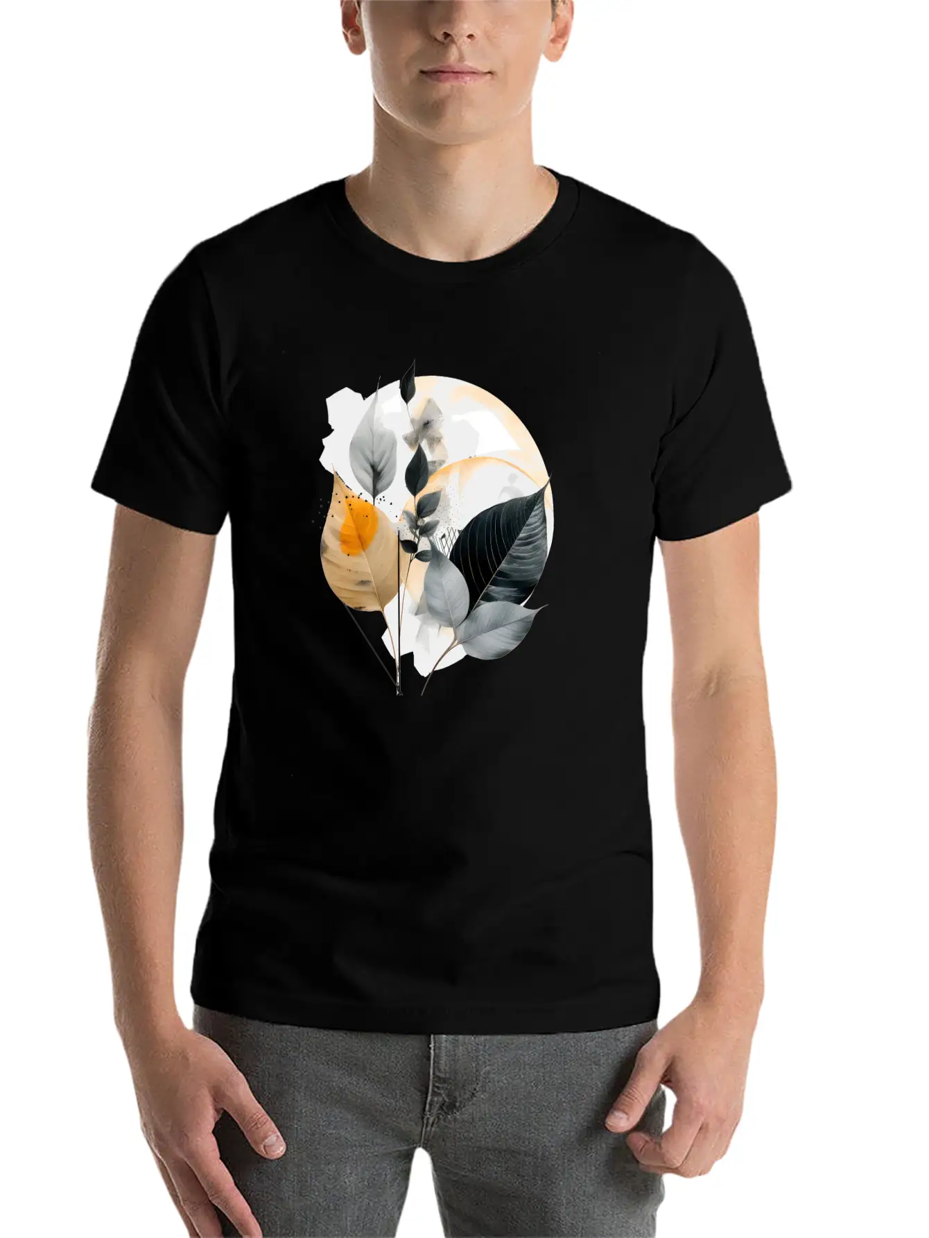 Autumn Leaves Modern Artwork Basic Graphic T-Shirt – Daily Comfort In Soft Cotton