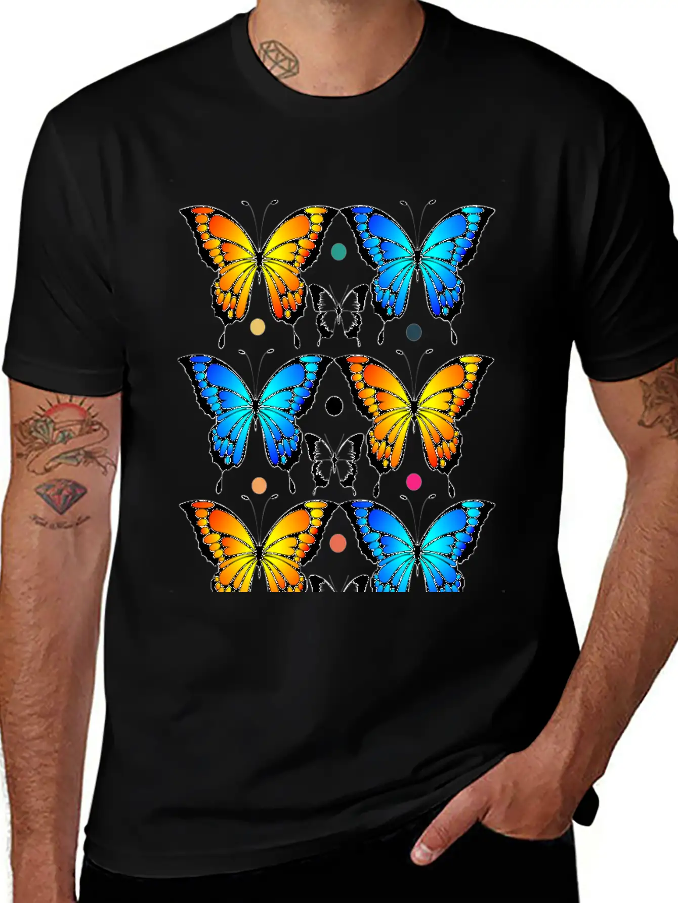 Autumn Papillons Butterfly, Pattern Basic Graphic T-Shirt – Daily Comfort In Soft Cotton