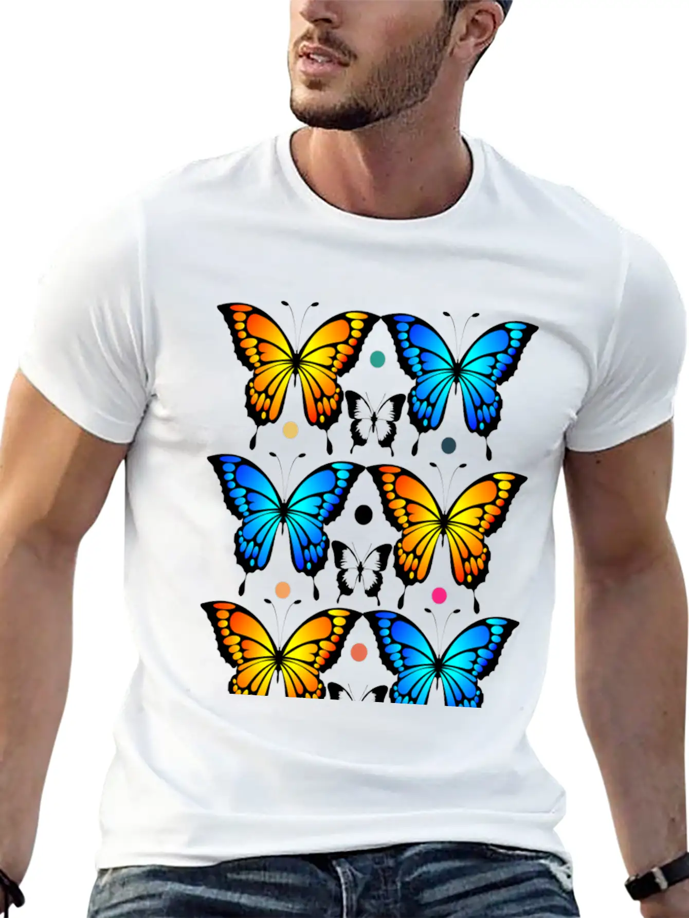 Autumn Papillons Butterfly, Pattern Basic Graphic T-Shirt – Daily Comfort In Soft Cotton
