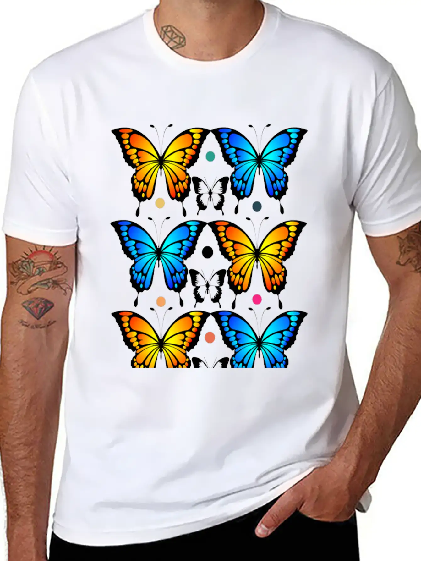 Autumn Papillons Butterfly, Pattern Basic Graphic T-Shirt – Daily Comfort In Soft Cotton
