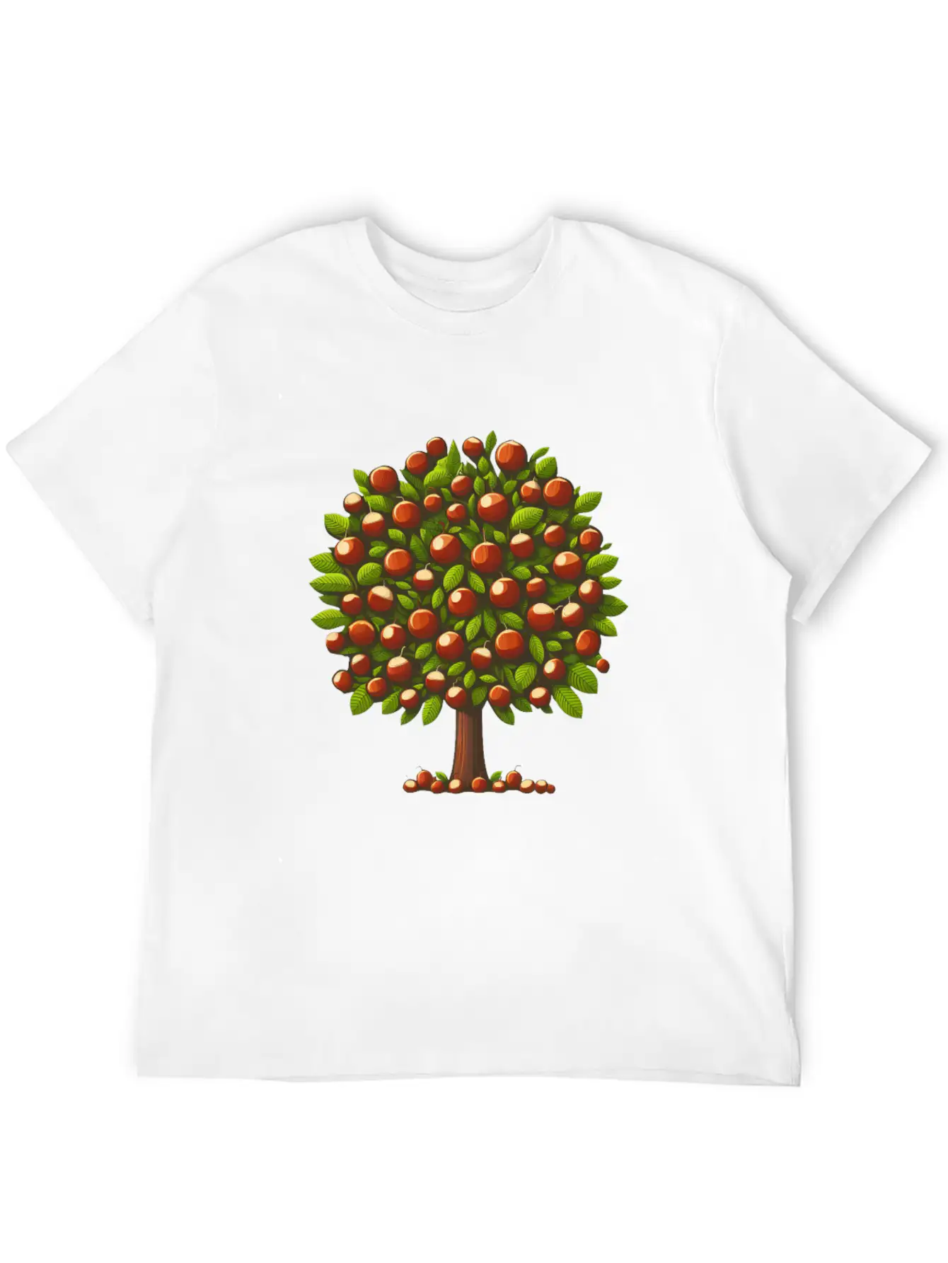 Autumn Treasures: Deciduous Tree With Chestnuts & Lightweight Cotton T-Shirt – Daily Comfort Graphic Shirt
