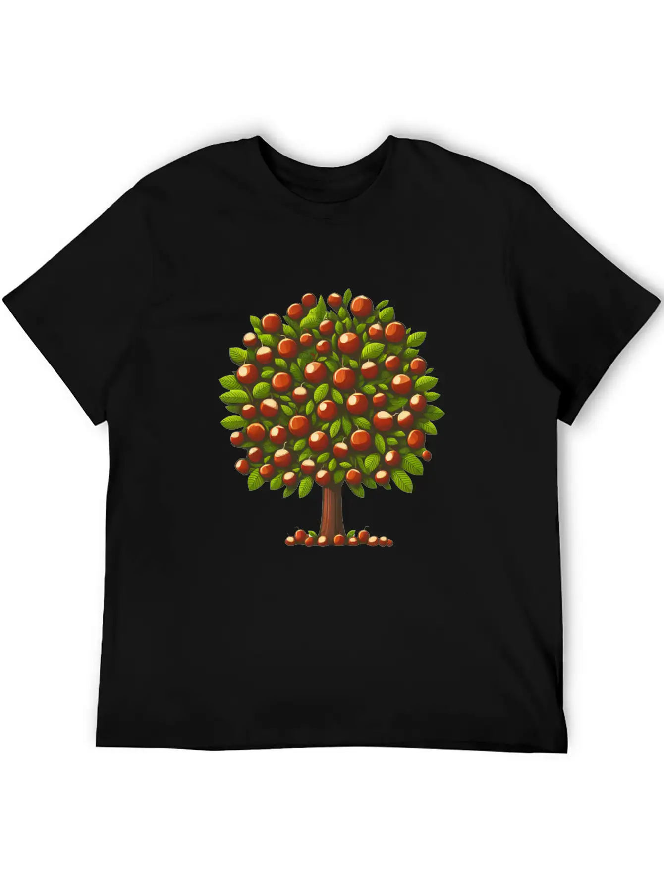 Autumn Treasures: Deciduous Tree With Chestnuts & Lightweight Cotton T-Shirt – Daily Comfort Graphic Shirt