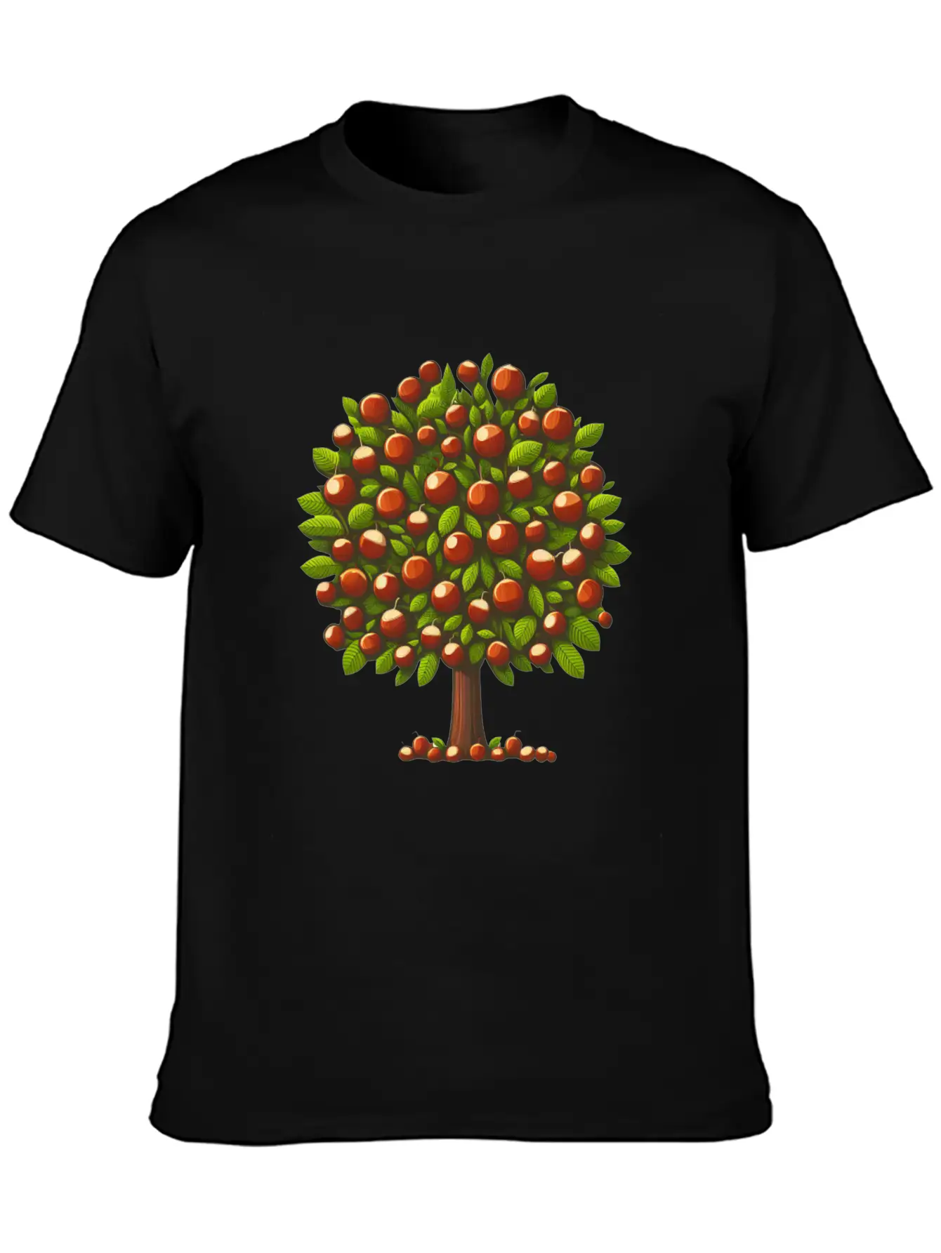 Autumn Treasures: Deciduous Tree With Chestnuts & Lightweight Cotton T-Shirt – Daily Comfort Graphic Shirt