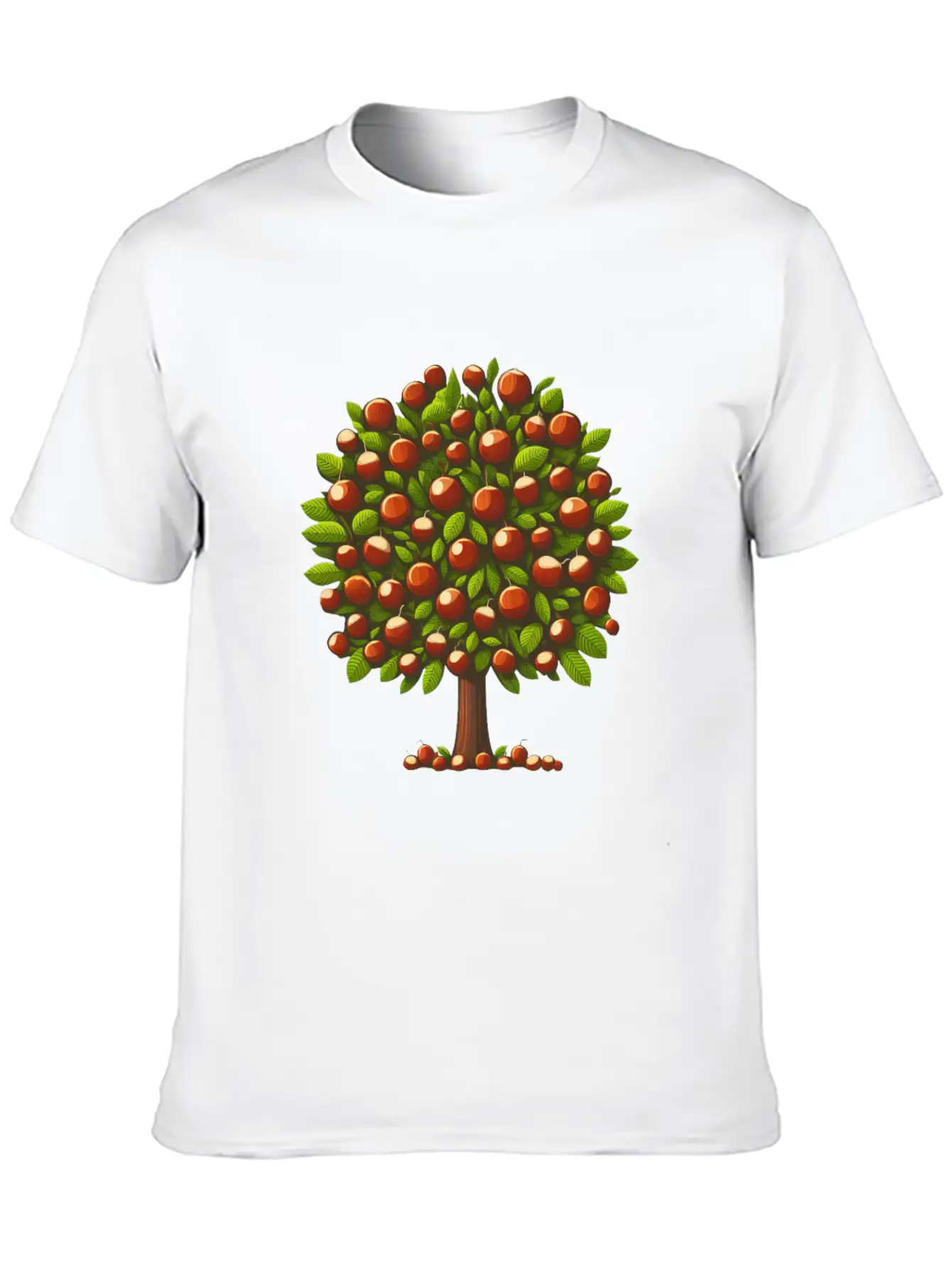 Autumn Treasures: Deciduous Tree With Chestnuts & Lightweight Cotton T-Shirt – Daily Comfort Graphic Shirt