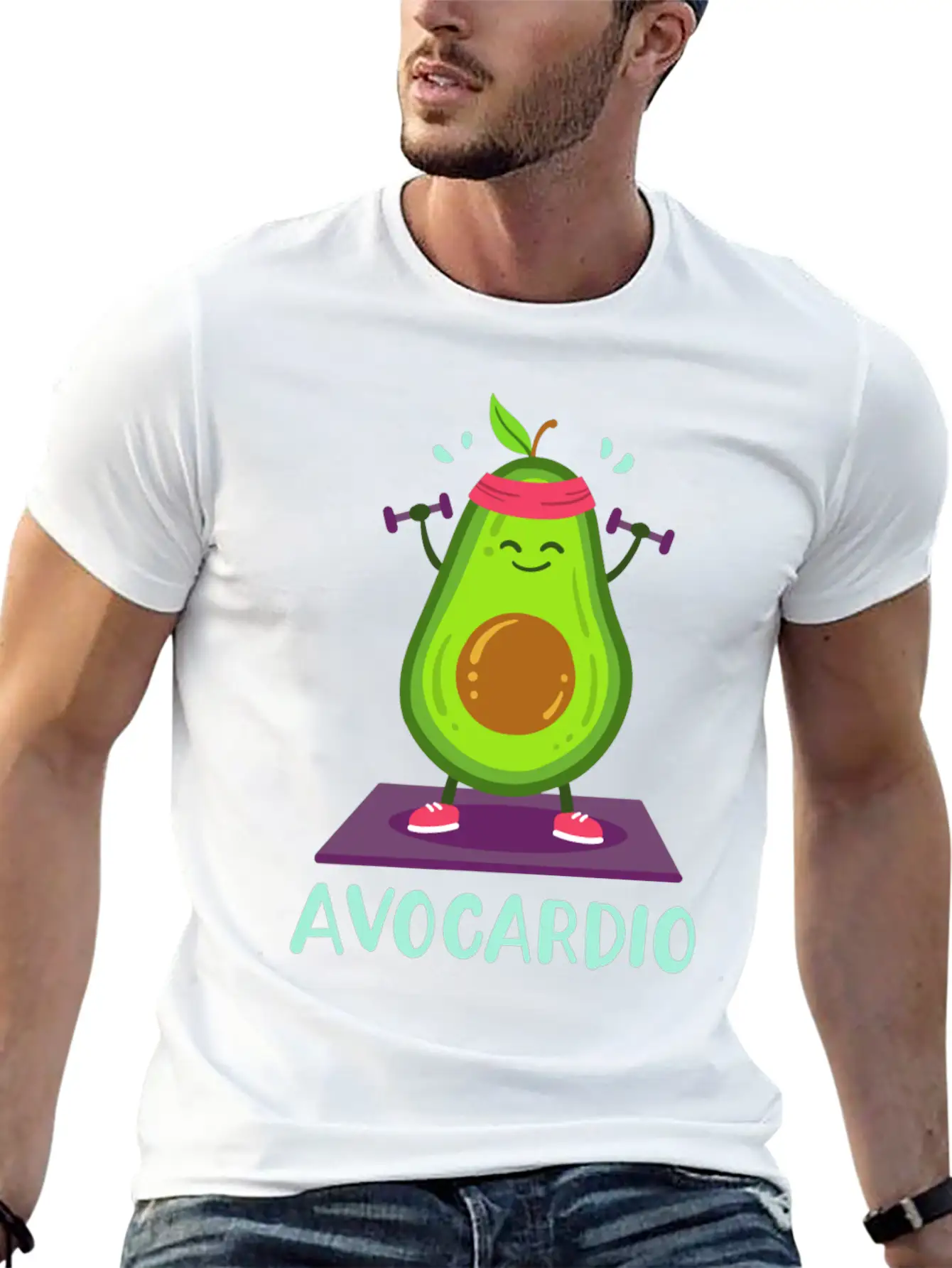 Avocado Cardio Workout Kawaii Modern Fit Casual T-Shirt – Clean And Versatile Design