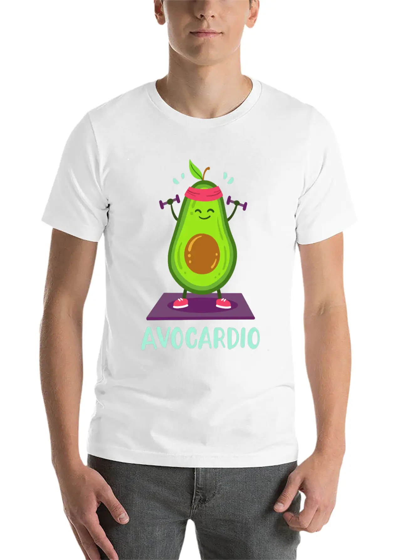 Avocado Cardio Workout Kawaii Modern Fit Casual T-Shirt – Clean And Versatile Design